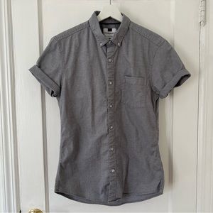 Topman Gray Oxford Short Sleeve Button Down Shirt Size M